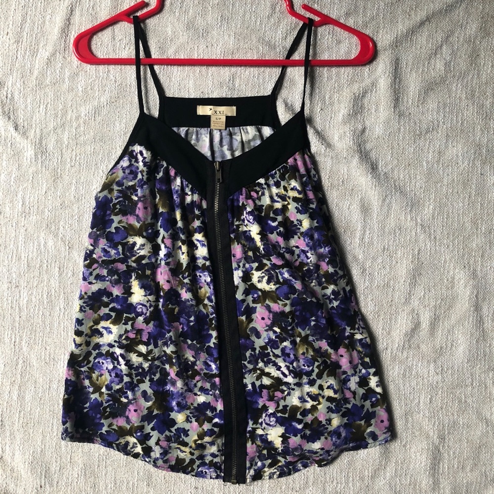 Floral Front Zip Tank